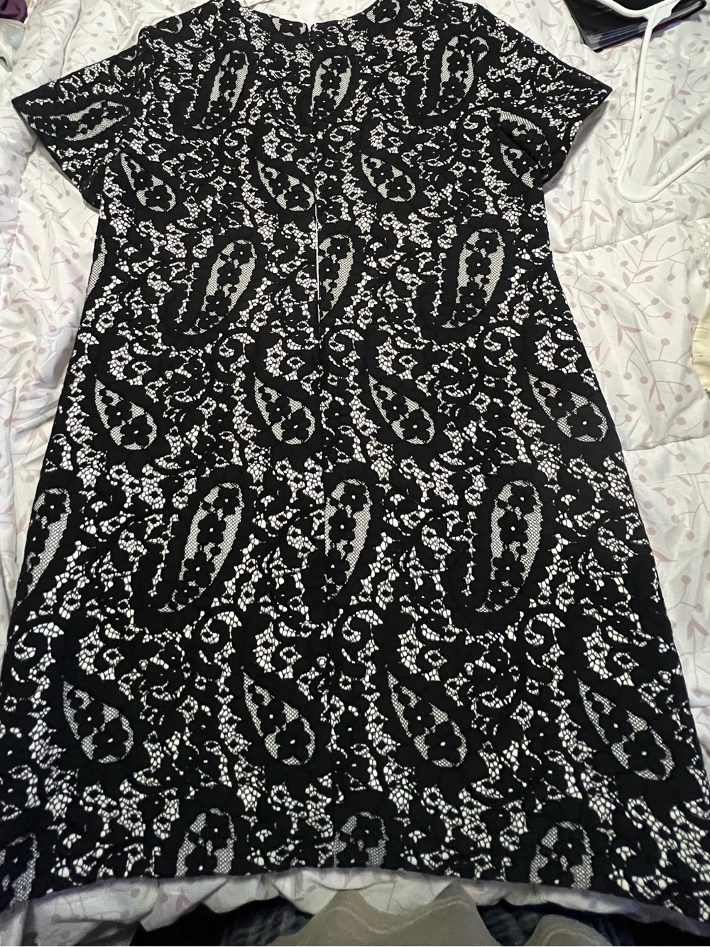 Michael Kors Black and White Paisley Shift Dress